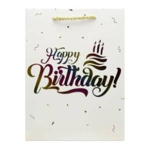 Ukrasna kesa M OPTIMUM Happy birthday hologram 1kom