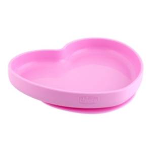 CHICCO Silikonski tanjir za bebe Srce roze