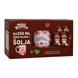 Čokoladno mleko MOJA KRAVICA 1%mm 4x250ml + šolja