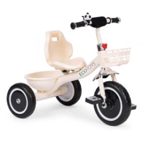 ECO TOYS tricikl za decu sa zvoncem i korpom bež