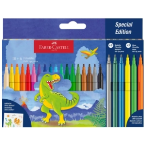 Flomasteri FABER CASTELL dinosaur 18+6kom