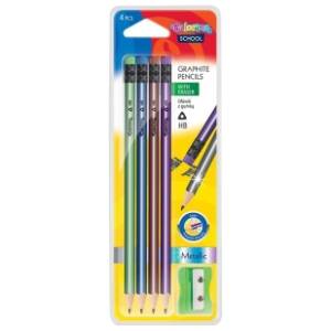 Grafitna olovka sa gumicom COLORINO metalic 4kom + zarezač