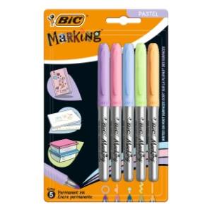 Marker BIC permanent pastel 5kom
