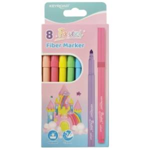 Marker KEYROAD pastelni fiber 8kom