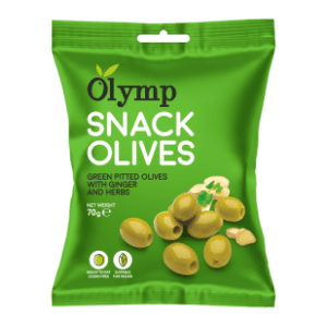 OLYMP zelene masline sa đumbirom snack 70g