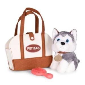 Plišana igračka štene Husky ECO TOYS + četka za negu