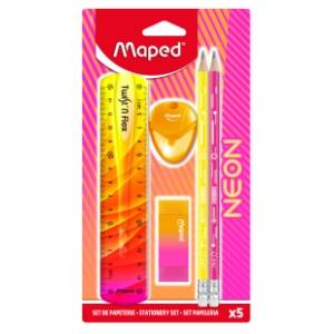 Školski set MAPED neon 5kom (olovke, zarezač, gumica, lenjir)