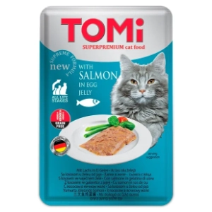 TOMI komadići mesa u želeu za mačke losos i jaje 100g
