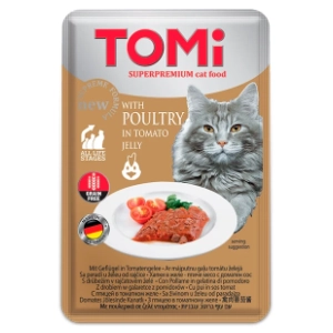 TOMI komadići mesa u želeu za mačke živina i paradajz 100g