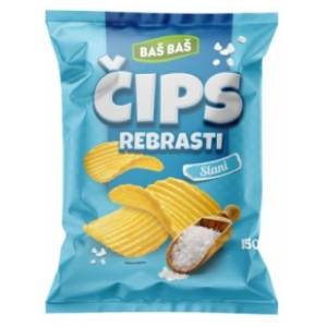 Čips BAŠ BAŠ rebrasti slani 150g