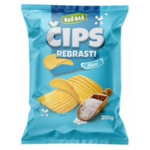 Čips BAŠ BAŠ rebrasti slani 200g