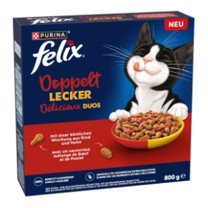 FELIX Doubly delicious hrana za mačke govedina piletina 800g