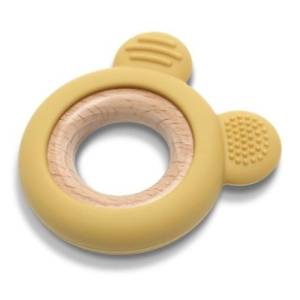 LORELLI BERTONI silikonsko drvena glodalica Bear žuta