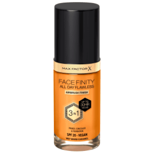 MAX FACTOR Facefinity 3u1 vegan tečni puder SPF20 W87 warm caramel