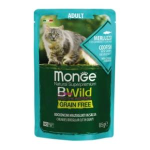 MONGE Bwild adult sos za mačke inćun i povrće 85g