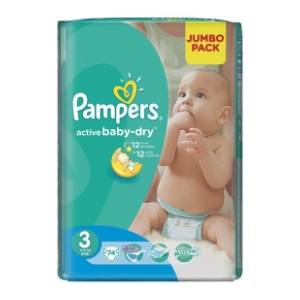 PAMPERS pelene active baby 3 74kom