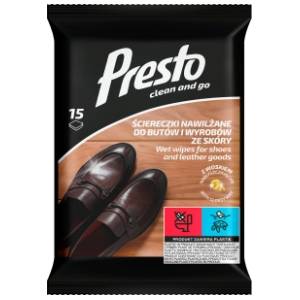 PRESTO Clean and go vlažne maramice za obuću i kožu 15kom