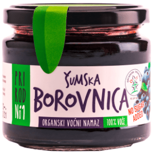 Voćni namaz PRIRODNO1 šumske borovnice organski 200g