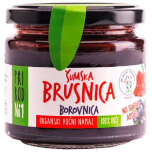 Voćni namaz PRIRODNO1 šumske brusnice i borovnice organski 200g