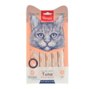 WANPY poslastica za mačke tuna i losos 5x14g