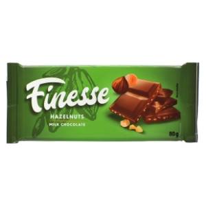 Čokolada FINESSE mlečna sa seckanim lešnikom 80g