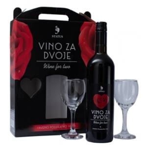 Crveno vino STATUS set za dvoje 0,75l + 2 čaše