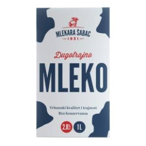 Dugotrajno mleko MLEKARA ŠABAC sa čepom 2,8%mm 1l