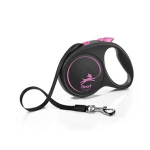 FLEXI Black design tape povodac za pse L 5m roze