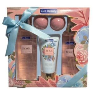 GET BEAUTY set Rose (kupka, losion, sprej i kugle za kupanje)
