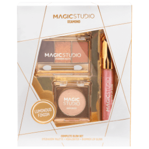MAGIC STUDIO set Diamond glow (paleta senki, hajlajter i sjaj za usne)