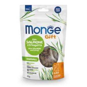 MONGE Gift hairball poslastica za mačke losos i mačja trava 60g