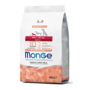MONGE Monoprotein mini adult hrana za pse losos u pirinač 800g