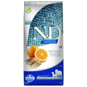 N&D Ocean medium&maxi adult hrana za pse riba i pomorandža 12kg