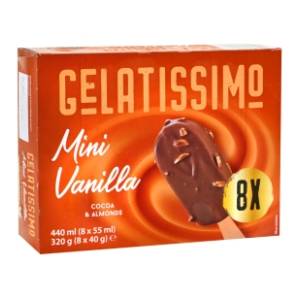 Sladoled GELATISSIMO vanila i badem 8x55ml