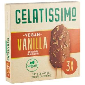 Sladoled GELATISSIMO Vegan vanila i badem 3x90ml